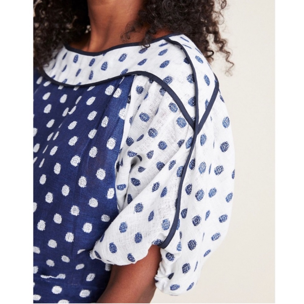 Anthropologie Eva Franco Polka Dot Linen Top (2) - Picture 3 of 13